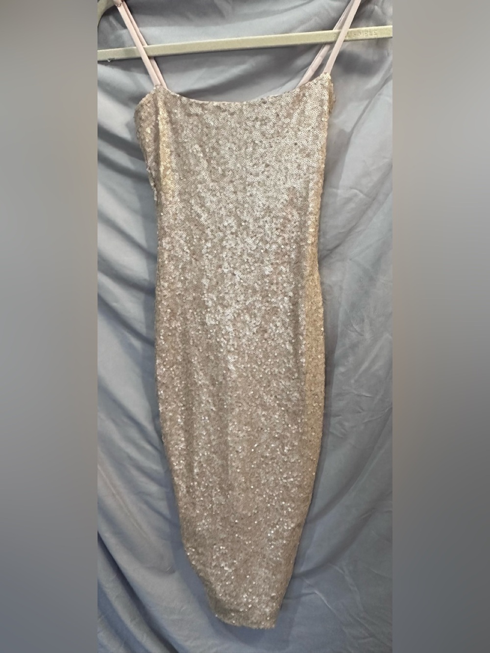 Nookie Sequin Spaghetti strap Midi Dress in Champagne Blush